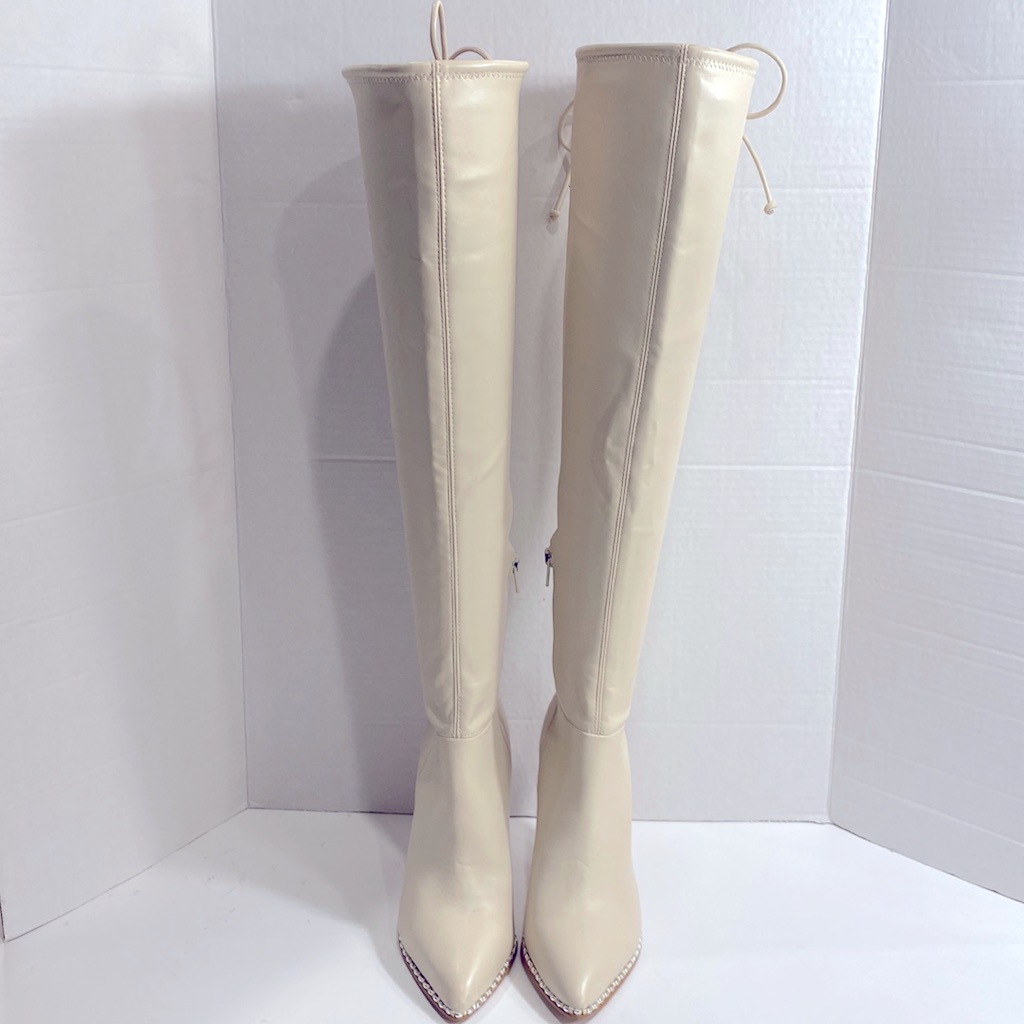 Bcbgeneration Tall Pointed Toe Over-The-Knee Boots In Ivory